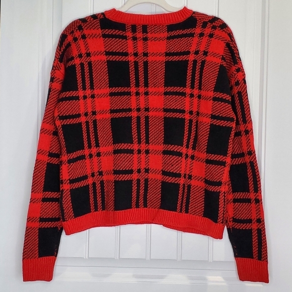 Derek Heart "Santa's Bestie" Buffalo Check Sweater. Sz Large - Picture 5 of 7
